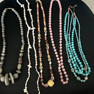 #20 variety material glass, wood,lucite…necklaces bundle